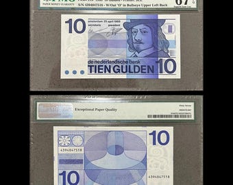 Netherlands 10 Gulden 1968 P-91b PMG 67 EPQ Collectible Banknote | Frans Hals Superb Gem UNC 01