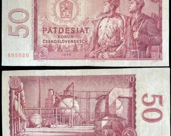 Czechoslovakia 50 Korun 1964 P-90c Collectible Banknote | Socialist Era Czech Currency | Authentic Vintage Paper Money VF Very Fine