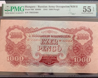 Hungary Russian Army Occupation 1000 Pengő 1944 P-M9 SB400 PMG 55 EPQ Collectible Banknote | Rare WWII Military Issue