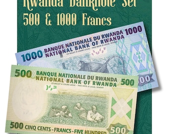 Rwanda Banknote Bundle 500 & 1000 Francs 2004 | P-30 P-31 UNC | African Wildlife, Culture Paper Money Set | Premium Numismatic Collectible