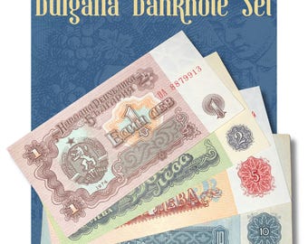 Bulgaria Banknote Bundle 1 2 5 10 Leva P-93 P-94 P-95 P-91 Madara Horseman, Rare Bulgarian Communist Currency, VF-UNC Vintage Numismatic Lot