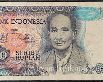 Indonesia 1000 Rupiah 1980 P-119 VF Collectible Banknote | Authentic Vintage Indonesian Currency | World Paper Money