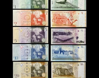 Tonga 1 to 20 Pa'anga 2009 aUNC Collectible Banknote Bundle | King George Tupou V Currency Set