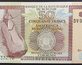 Billete de colección de 50 francos de Burundi, 2006, P-36f, sin circular / Moneda auténtica de fauna africana
