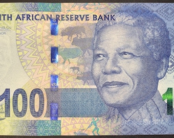 Billete raro de 100 rands de Sudáfrica P-130 2012 / Papel moneda del legado de Nelson Mandela / Moneda africana de colección de primera calidad