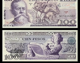 Mexico 100 Pesos 1974 P-66a aUNC Collectible Banknote | Venustiano Carranza Vintage Paper Money