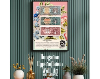 The Face of Wartime Hungary | Authentic Hungarian Hyperinflation Banknotes Framed Wall Art – 1946 Pengő, Milpengő, B.-Pengő Currency Display