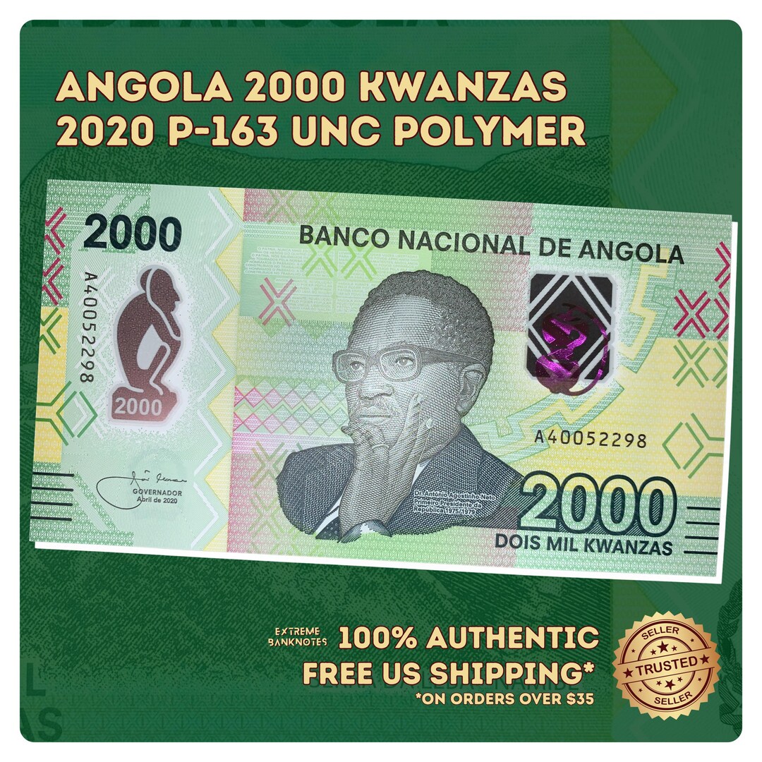 First Angolan President Polymer Banknote | Angola 2000 Kwanzas 2020 P ...