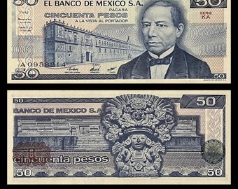 Mexico 50 Pesos 1981 P-73 aUNC Collectible Banknote | Benito Juarez Vintage Paper Money