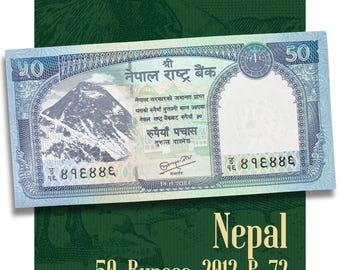 Nepal 50 Rupees Banknote 2012 P-72 UNC | Mount Everest & Himalayan Thar Paper Money | Premium Collectible World Currency From
