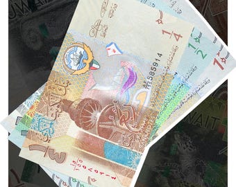 Lote de billetes de Kuwait UNC Modern Quarter 1 Dinar Bankbin 2014 - Conjunto de monedas de Oriente Medio P-29 P-30 P-31