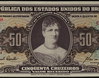 Banconota da collezione Brasile 50 Cruzeiros ND (1960) P-161c AUNC