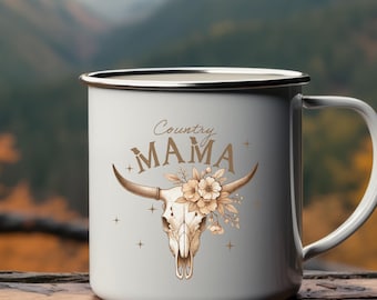 Country Western Enamel Mug, Valentines Gift, Country Mama, Country Girl Gift, Gift for Country Western Girl, Western Kitchen Cup