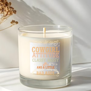 Candela regalo per Natale, decorazione western, regalo per la casa rustica, candela da fattoria, regalo da rodeo, cowgirl, decorazione per casa ranch, atteggiamento da cowgirl