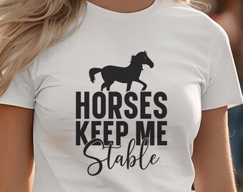 Dames western-T-shirt Western-cowgirl-T-shirt rodeo-T-shirt voor cowgirl Valentijnscadeau voor cowgirl Paardenliefhebber Paarden Keep Me Stable