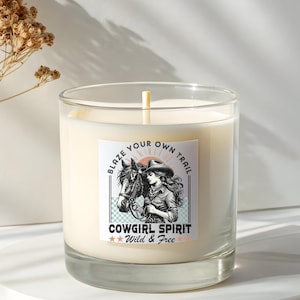 Candela regalo per Natale, decorazione western, regalo rustico per la casa, candela da fattoria, regalo da rodeo, cowgirl, decorazione per casa ranch, traccia il tuo percorso