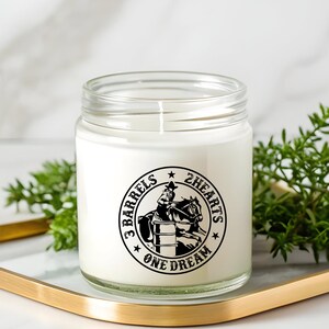 Candela regalo per Natale, decorazione western, regalo rustico per la casa, candela da fattoria, regalo da rodeo, cowgirl, decorazione per casa ranch, 3 barili, 2 cuori, 1