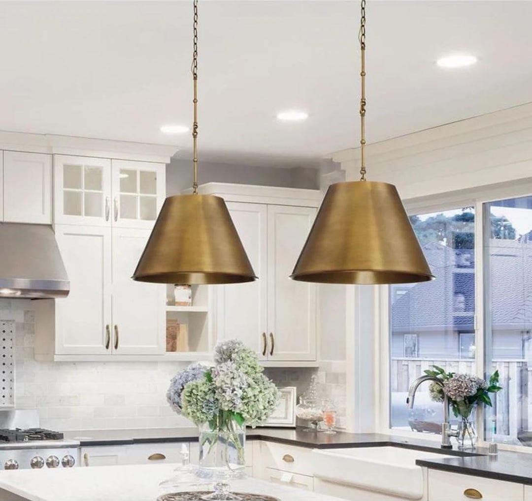 Set of 2 Solid Brass Lighting, Dome Light, Hanging Light, Dome Light ...