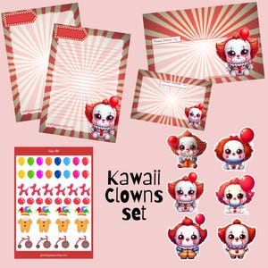 Conjunto de palhaços kawaii