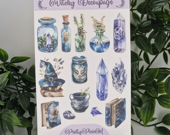 Witchy decoupage sticker sheet set 1