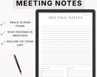 ADHD Friendly Meeting Notes Template | Action Focused Meeting Minutes (Printable Digital Download)