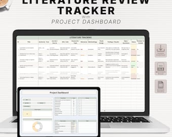 Literature Review Tracker Excel & Sheets |  Research Article Organizer with Project Dashboard | Systematic Review Spreadsheet