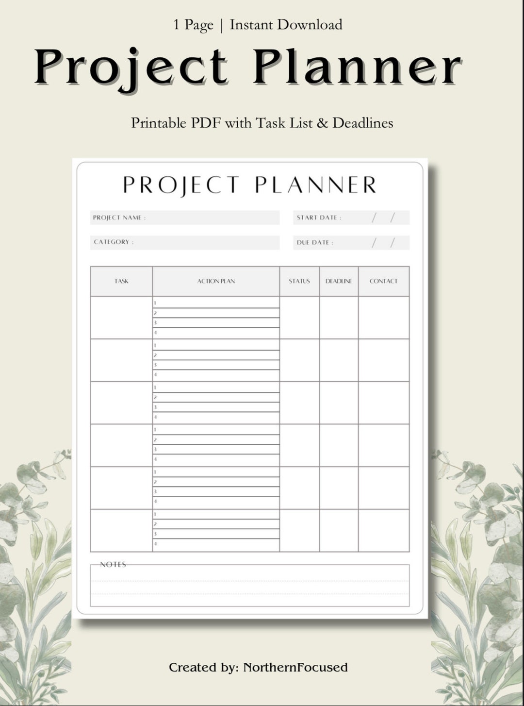 Project Planner Template - Etsy UK