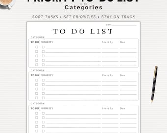ADHD-Friendly To-Do List Printable with Priorities & Categories | Digital Download