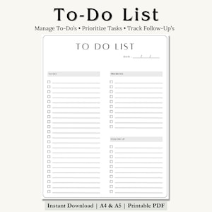 ADHD To-Do List Printable | Daily Priority Planner Template | Categorized Checklist A4 & A5