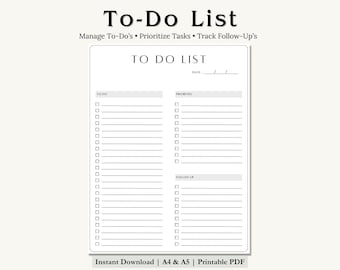 ADHD To-Do List Printable | Daily Priority Planner Template | Categorized Checklist A4 & A5
