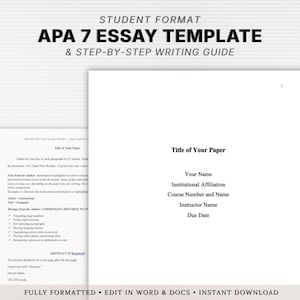 APA 7th Edition Essay Template | Formatted Student Paper + Academic Writing Guide (Word & Google Docs)