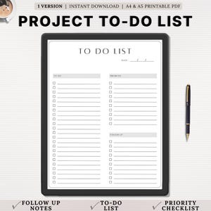 Research Project Planner | To-Do List, Task & Priority Tracker | Follow-Up Checklist | Printable PDF Template