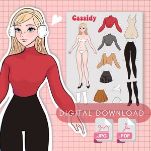 Printable Paper Doll Clothes Paper Doll Dressup Anime Doll Printable Christmas Toy for Girls Toy Doll Printable Paperdoll Pretend Play Toy