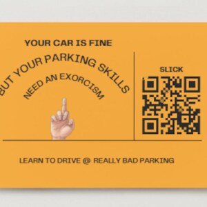 Grappig parkeerbord - 'Exorcism Needed!' Leer autorijden: gelikte QR-code