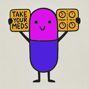 Take Your Meds Sticker – Cute Medication Reminder, Mental Health Vinyl Decal, Pharmacy Gift, Pill Bottle Sticker, Laptop, Water Bottle