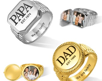 Personalized Photo Engraved Signet Ring - Sterling Silver