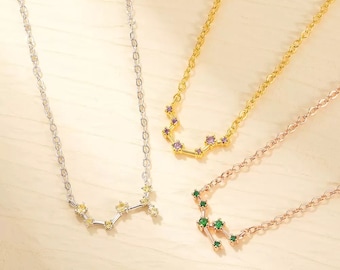 Geburtsstein Sternzeichen Halskette: Sterling Silber Astrologie Schmuck