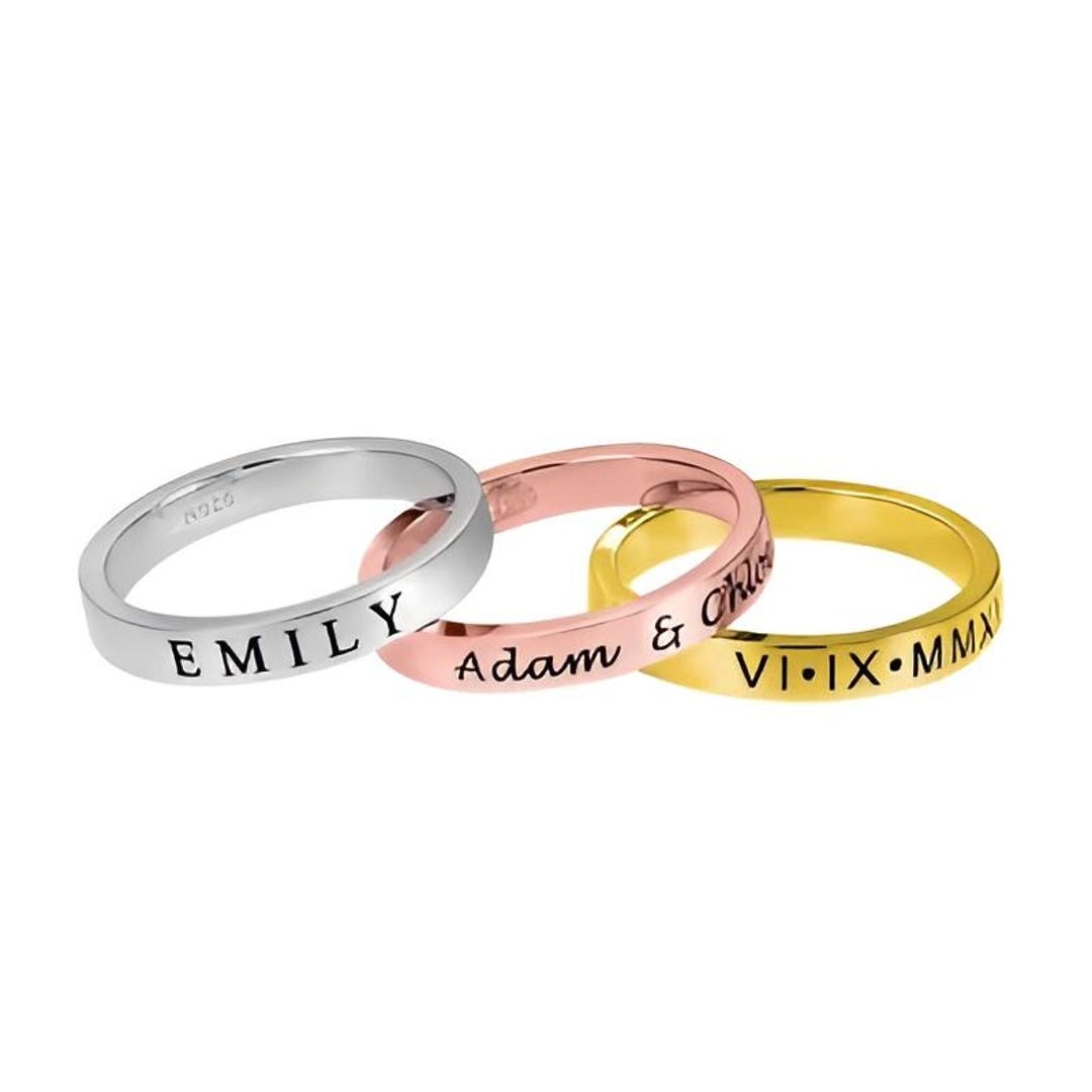 Personalised Engraved Stackable Rings - Etsy