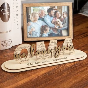 Letrero de madera personalizado para papá, regalo del día del padre, decoración del hogar de mesa, decoración de madera grabada con láser, regalo del día de la madre, regalo de cumpleaños de Navidad