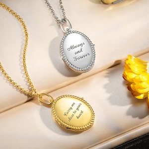 Personalised Oval Photo Locket, Picture Necklace For Family Photos, Gift For Mothers, Engraved Silver Locket, Anniversary Gift For Her