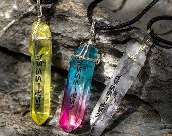 Personalized Kyber Crystal Necklace: Engraved Star Wars Lightsaber Jewelry