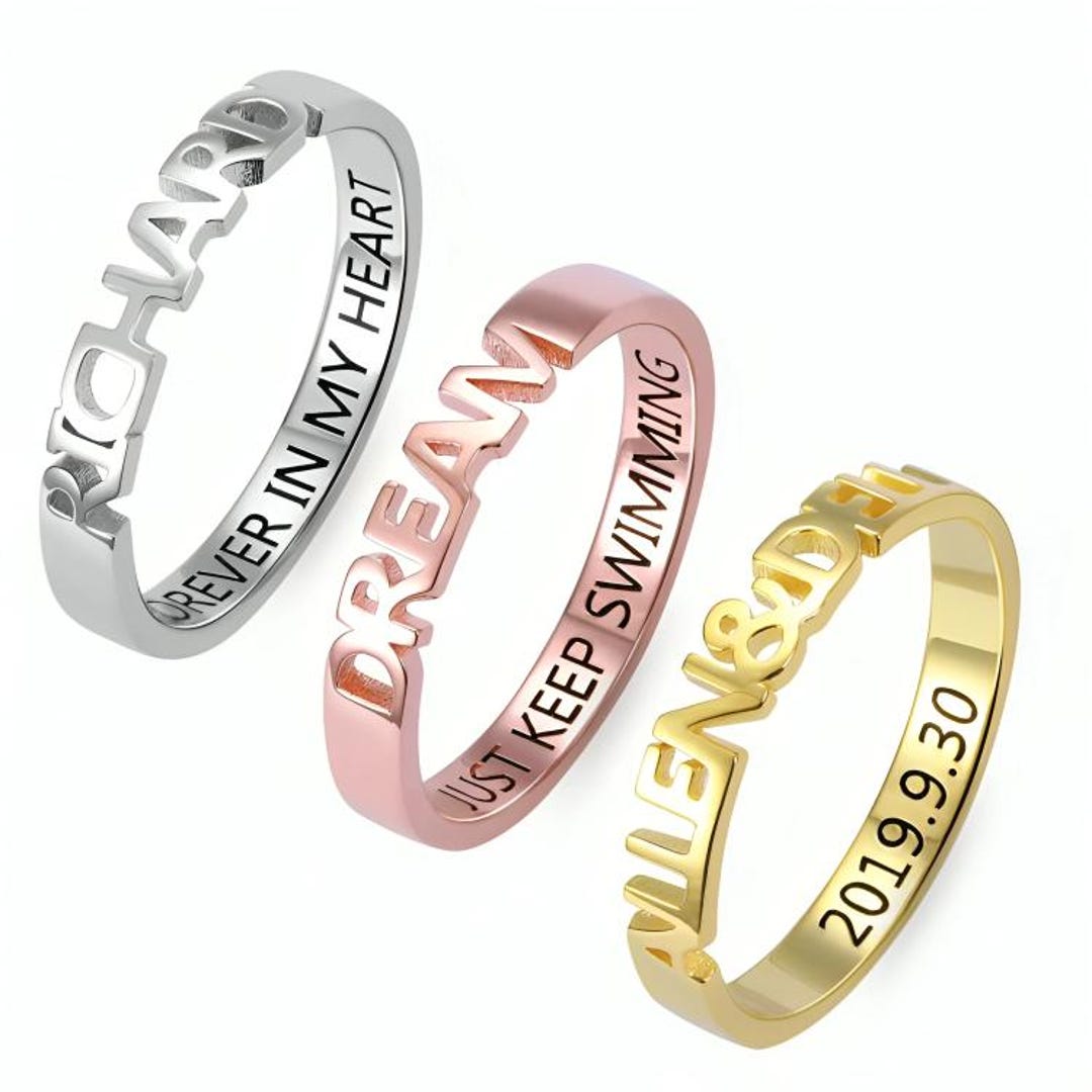 Personalized Name Ring: Stackable Custom Engraved Jewelry - Etsy UK