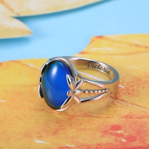 Sterling Silver Mood Ring, Adjustable Ring Gift, Engagement Ring, Girlfriend Gift Mood Stone Ring, Anniversary Gift Handmade Jewelry