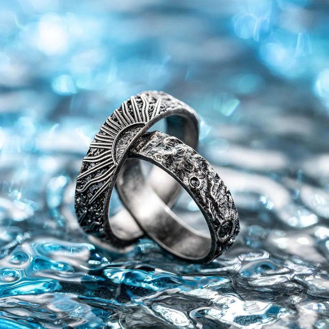 Sun Moon Promise Rings Sterling Silver 925 Couple Rings Couple Ring Set Matching Rings Wedding anniversary Gift for Wife girlfriend Etsy