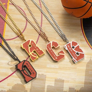 Colar de esportes de basquete, colar de letras/números, presente para amantes de basquete, presente personalizado para amantes de esportes, colar com nome gravado