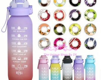 Large Motivational Water Bottle 1 L, With 1 Random Flavor Pod, Gifts for Kids and Adults