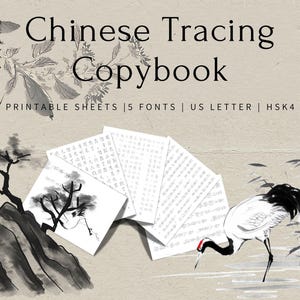 Cuaderno de ejercicios de trazado de caracteres chinos / Hojas de práctica y ejercicios de escritura para imprimir HSK4 / Aprenda mandarín / Cuaderno de ejercicios de escritura caligráfica