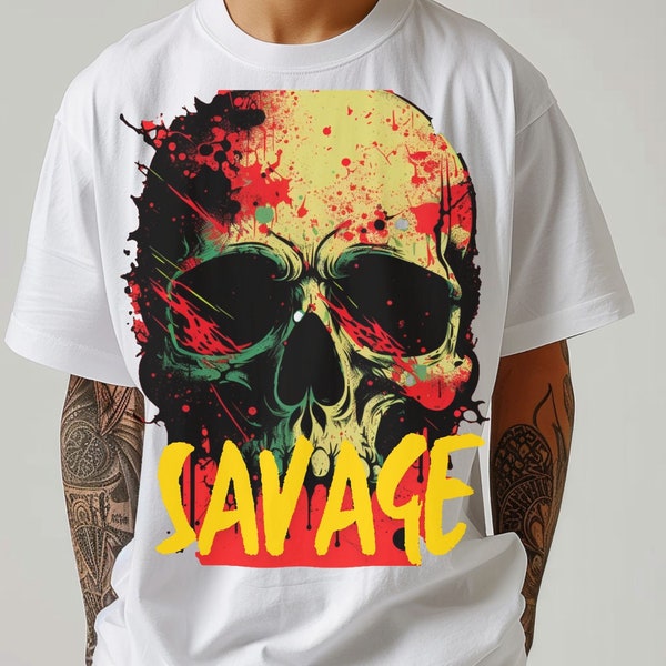 Savage Skull Grunge Shirt Punk Shirt For Men Goth Apparel Weirdcore Fashion Punk Rock Clothing Alternative Clothing