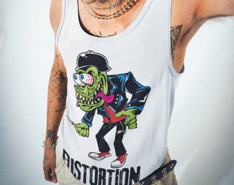 Distortion Work Out Jersey for Men Alternative Fashion Active Wear Men Grunge Style Wear Grunge Tank for Men