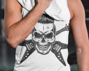 Jersey Workout Tank for Men Exercise Tank Top Grunge Men Workout Tank Alternative Workout Jersey Men Skull Jersey Metal Jersey